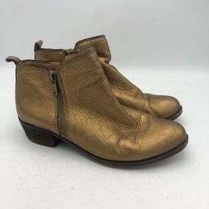 ⭐️Lucky Brand Belvva Leather Zip Ankle Booties Gold Size 8